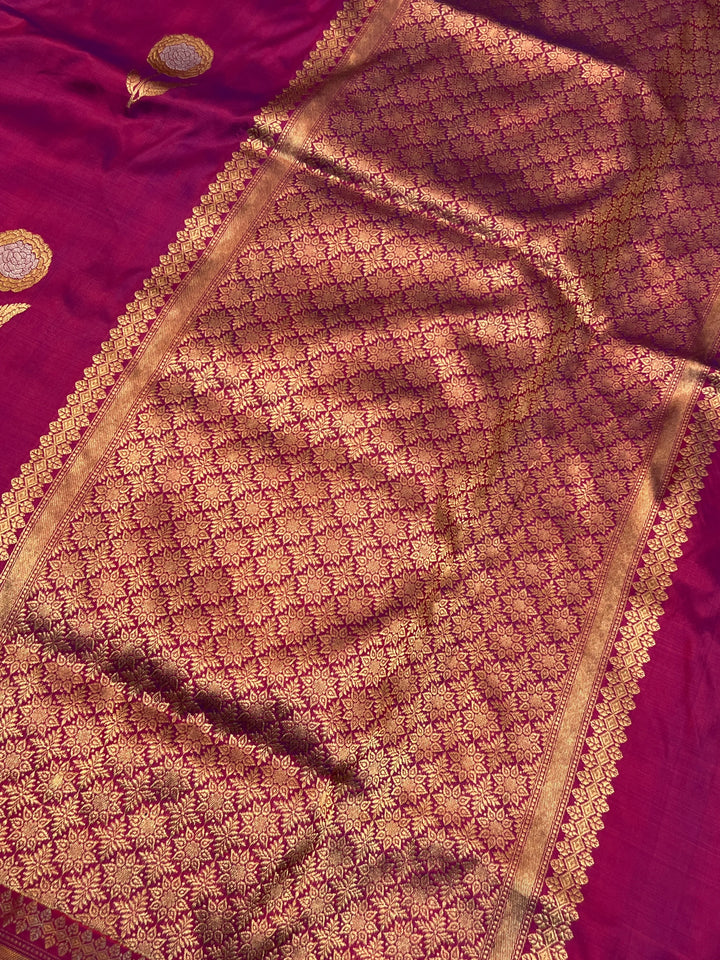 Purple Pure Katan Silk Handloom Banarasi Saree