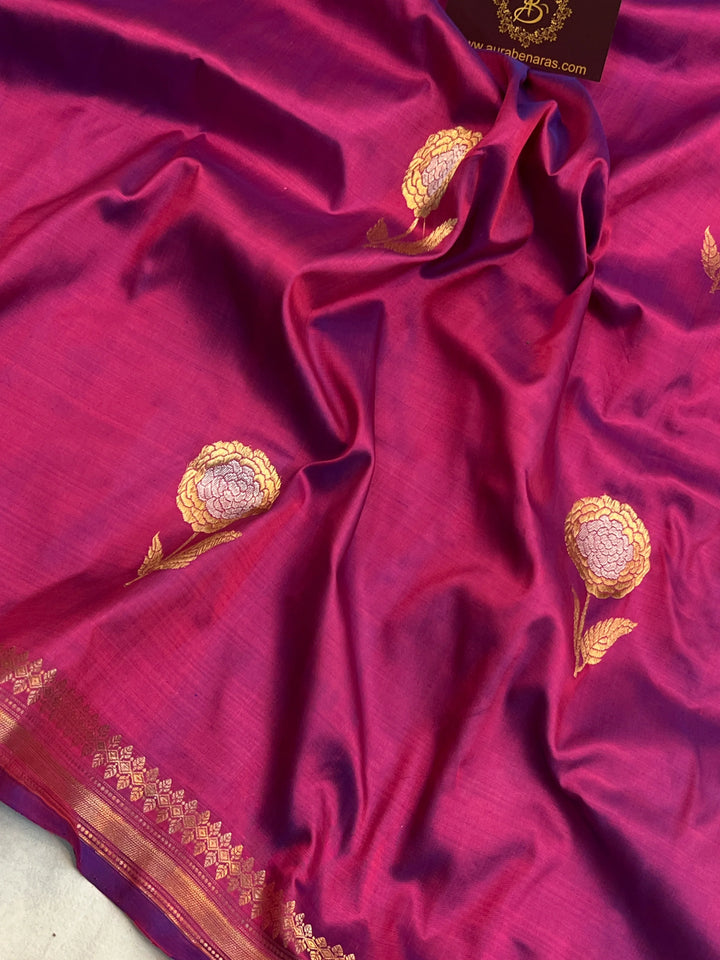 Purple Pure Katan Silk Handloom Banarasi Saree