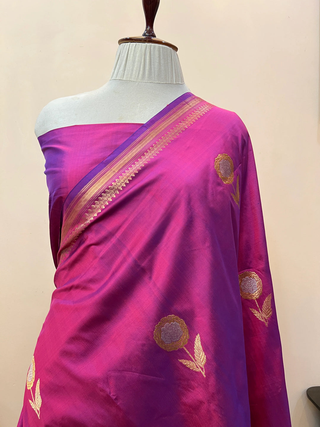 Purple Pure Katan Silk Handloom Banarasi Saree