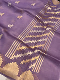 Lavender Banarasi Handloom Kora Silk Saree - Aura Benaras