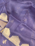 Lavender Banarasi Handloom Kora Silk Saree - Aura Benaras