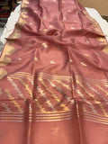 Onion Pink  Banarasi Handloom Kora Silk Saree - Aura Benaras