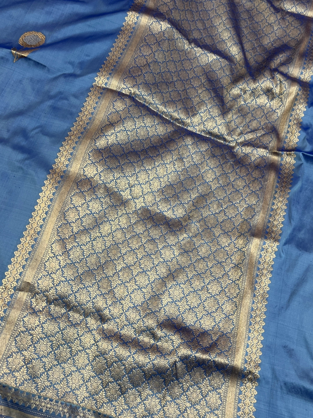 Sky Blue Pure Katan Silk Handloom Banarasi Saree