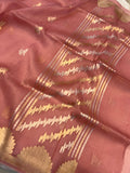 Onion Pink  Banarasi Handloom Kora Silk Saree - Aura Benaras