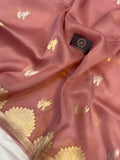 Onion Pink  Banarasi Handloom Kora Silk Saree - Aura Benaras