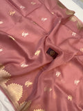 Onion Pink  Banarasi Handloom Kora Silk Saree - Aura Benaras