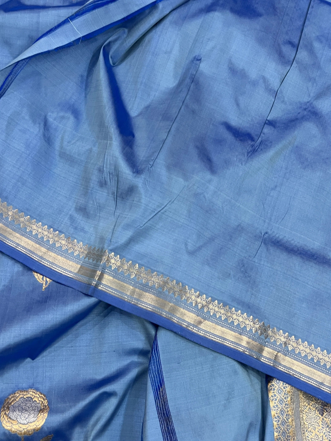 Sky Blue Pure Katan Silk Handloom Banarasi Saree