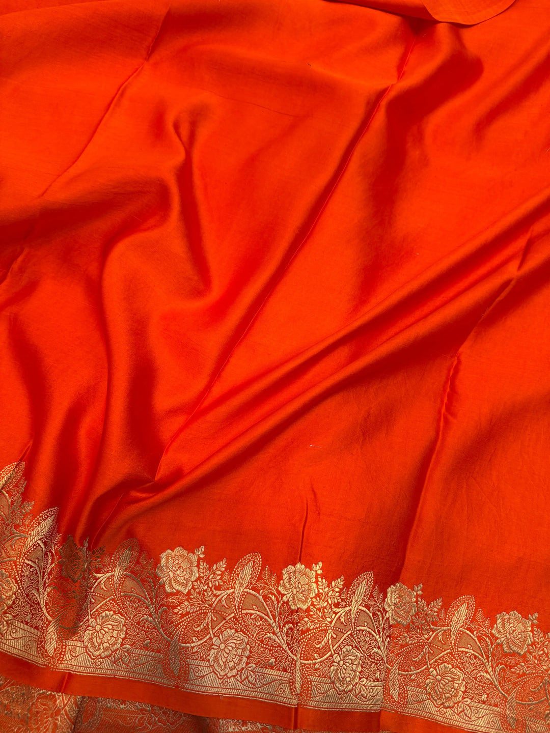Orange Pure Mashru Silk Handloom Banarasi Saree