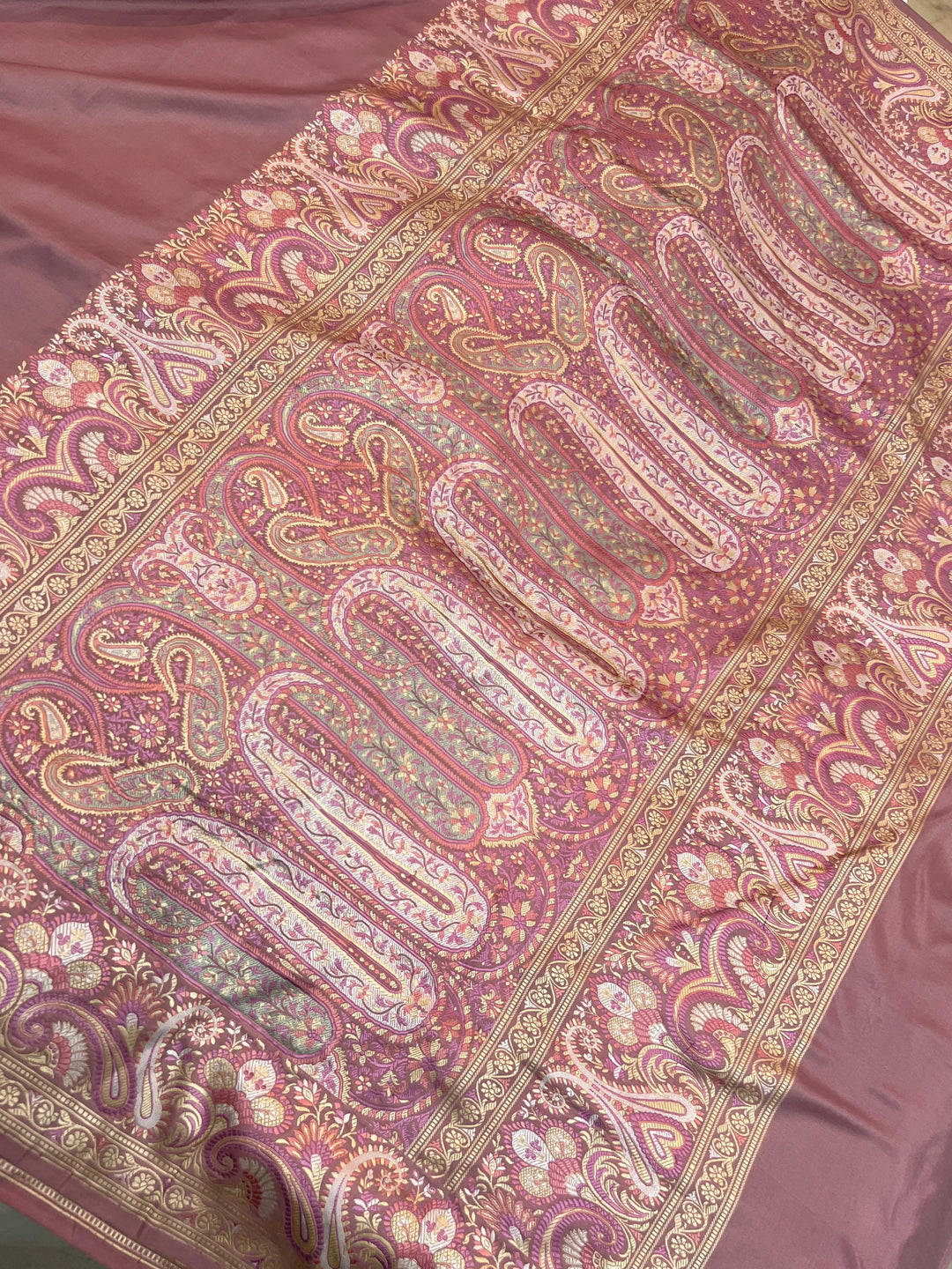 Pastel Onion Pure Katan Silk Handloom Banarasi Saree
