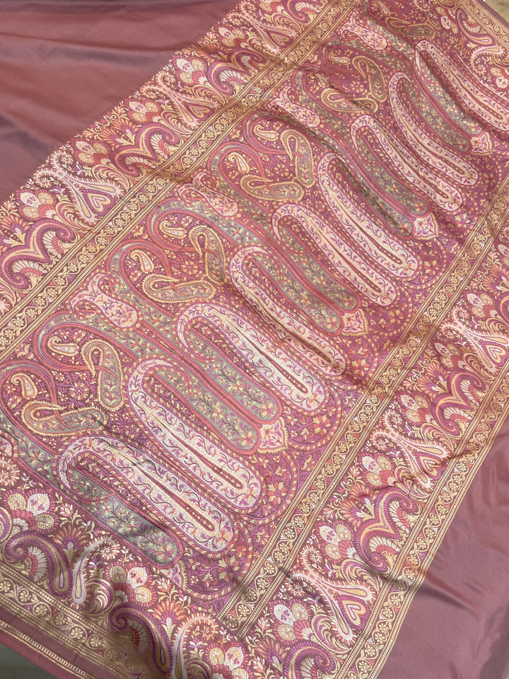 Pastel Onion Pure Katan Silk Handloom Banarasi Saree