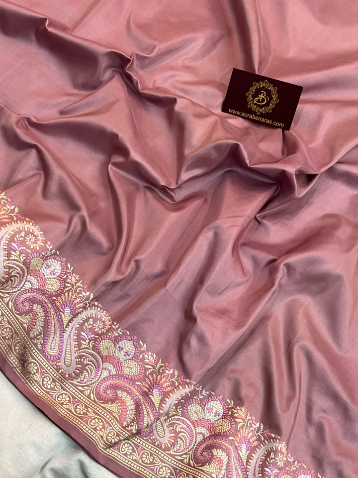 Pastel Onion Pure Katan Silk Handloom Banarasi Saree