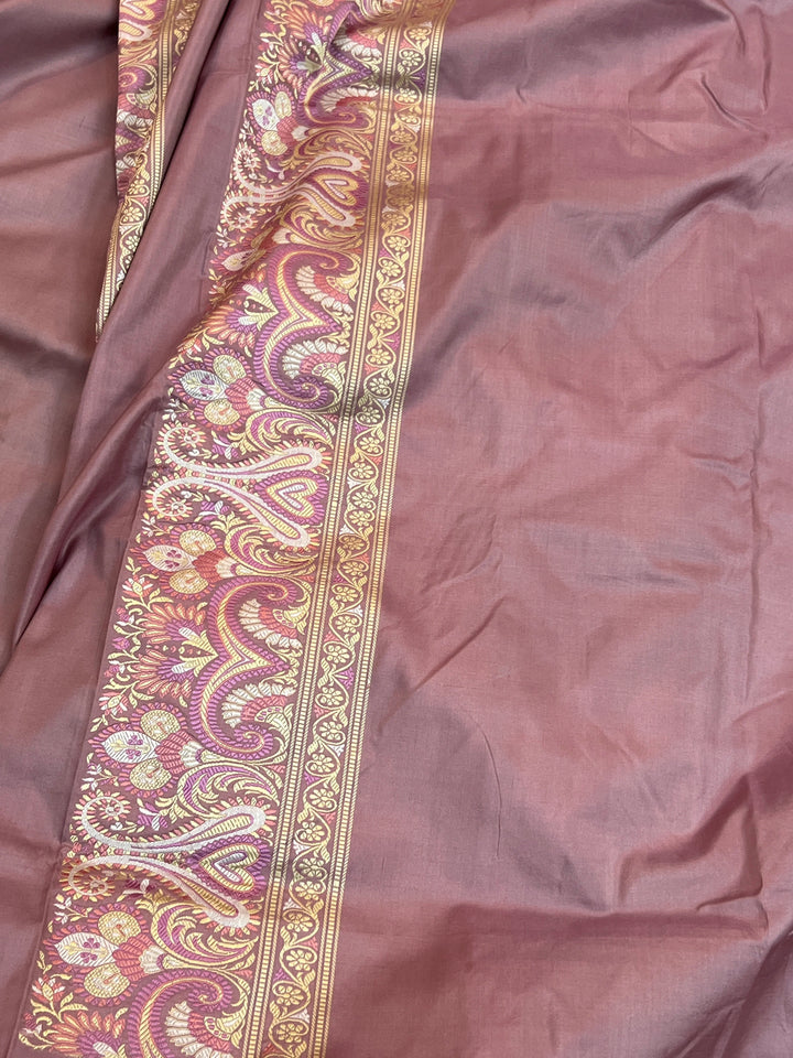 Pastel Onion Pure Katan Silk Handloom Banarasi Saree