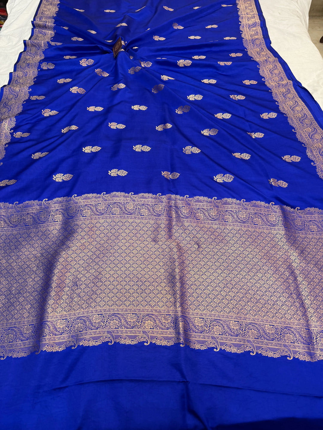 Royal Blue Pure Mashru Silk Handloom Banarasi Saree