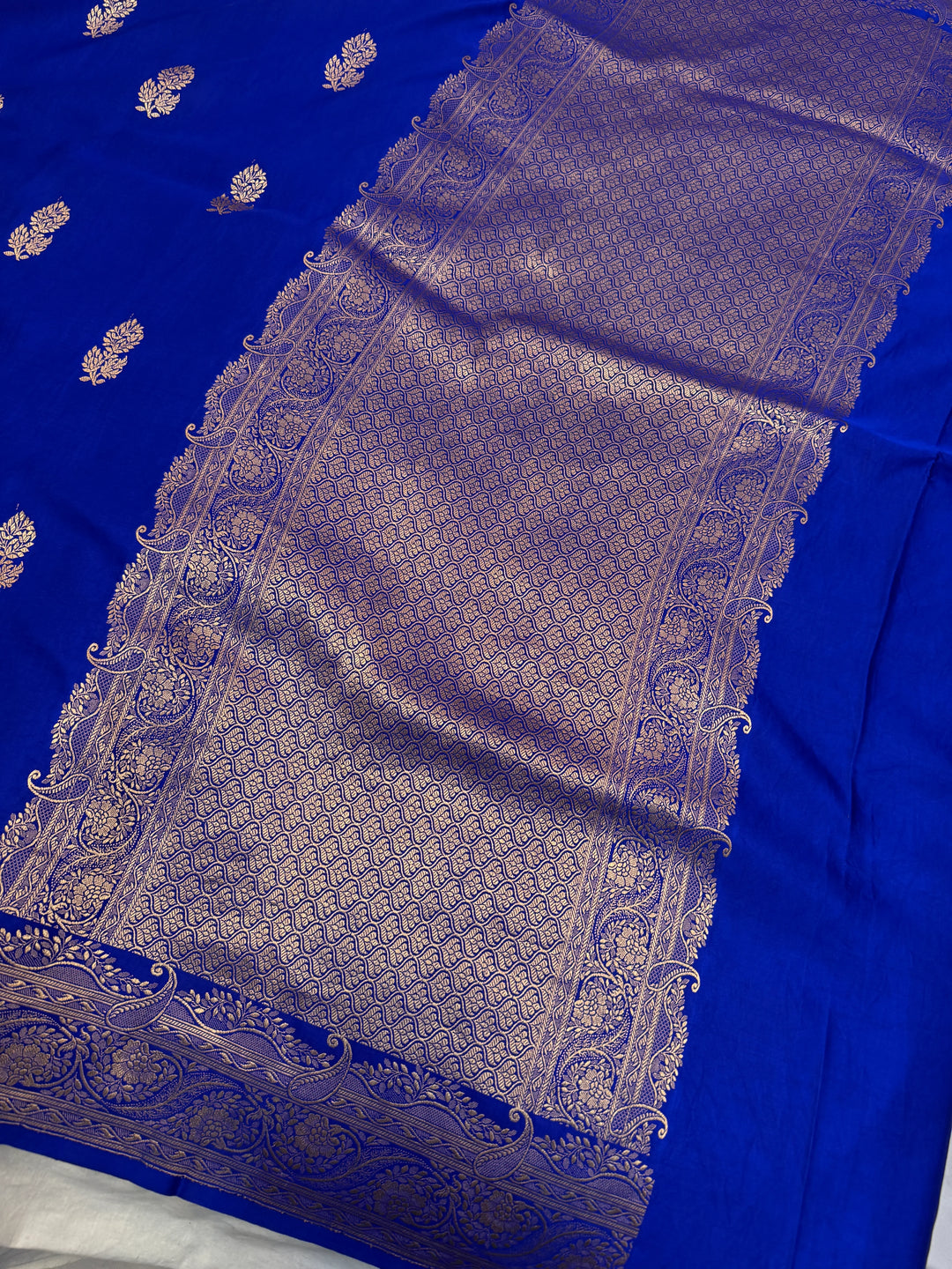 Royal Blue Pure Mashru Silk Handloom Banarasi Saree