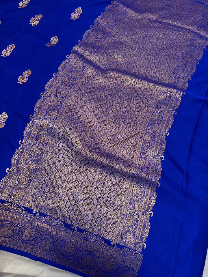 Royal Blue Pure Mashru Silk Handloom Banarasi Saree