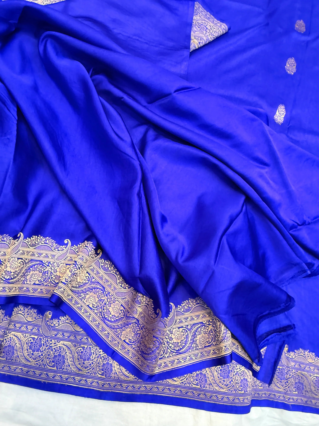 Royal Blue Pure Mashru Silk Handloom Banarasi Saree