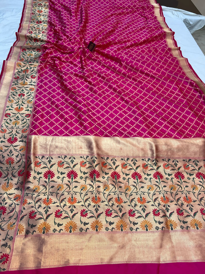 Rani Pink Pure Banarasi Handloom Katan Silk Saree
