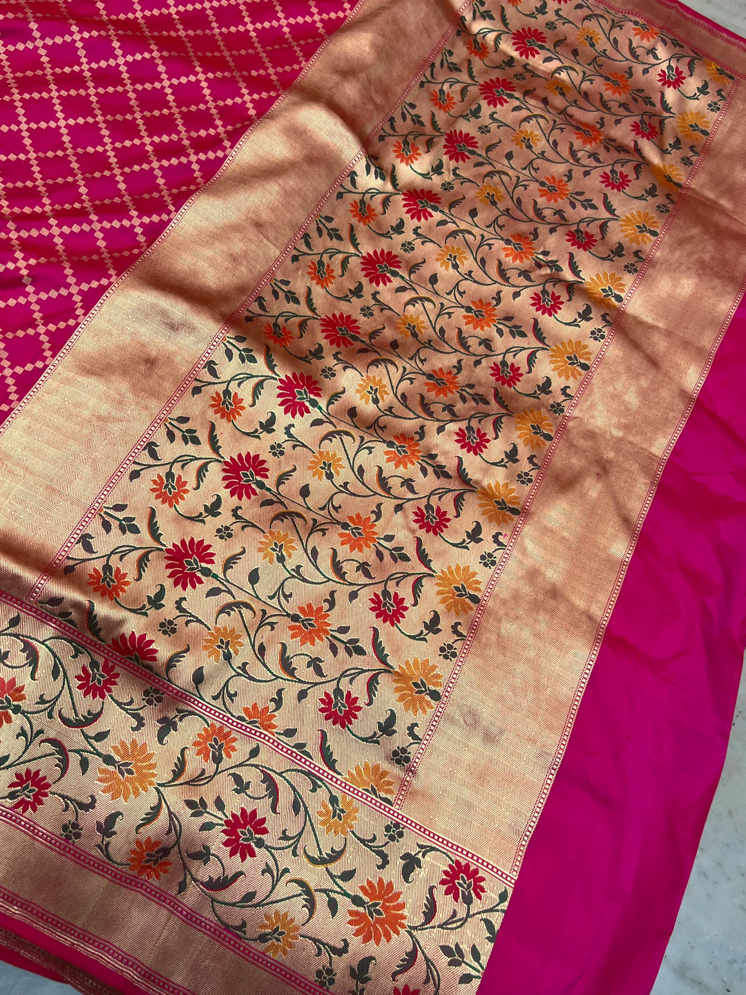 Rani Pink Pure Banarasi Handloom Katan Silk Saree