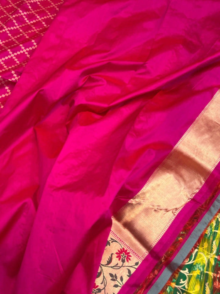 Rani Pink Pure Banarasi Handloom Katan Silk Saree