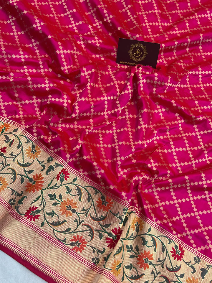 Rani Pink Pure Banarasi Handloom Katan Silk Saree