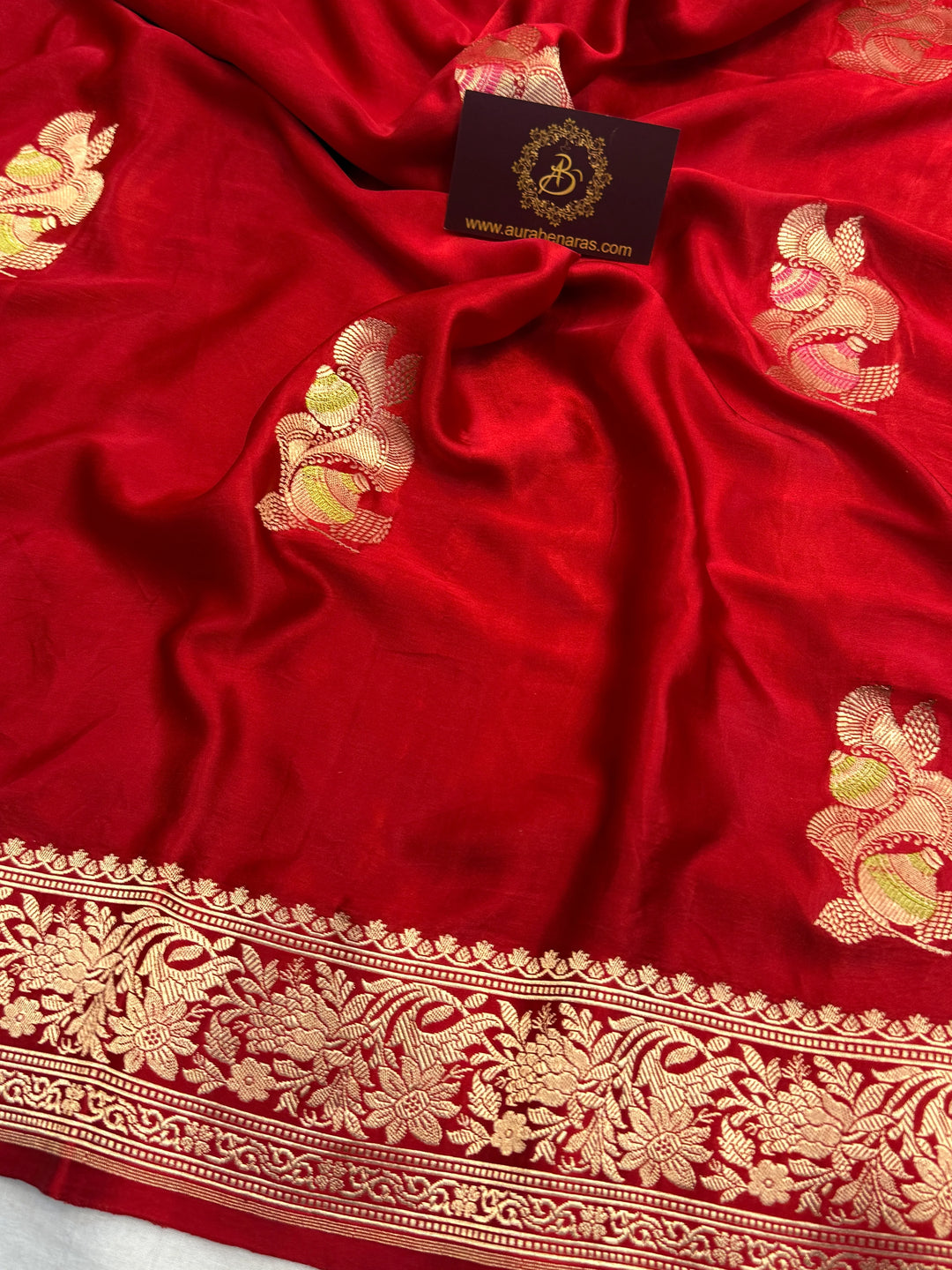 Red Pure Mashru Silk Handloom Banarasi Saree