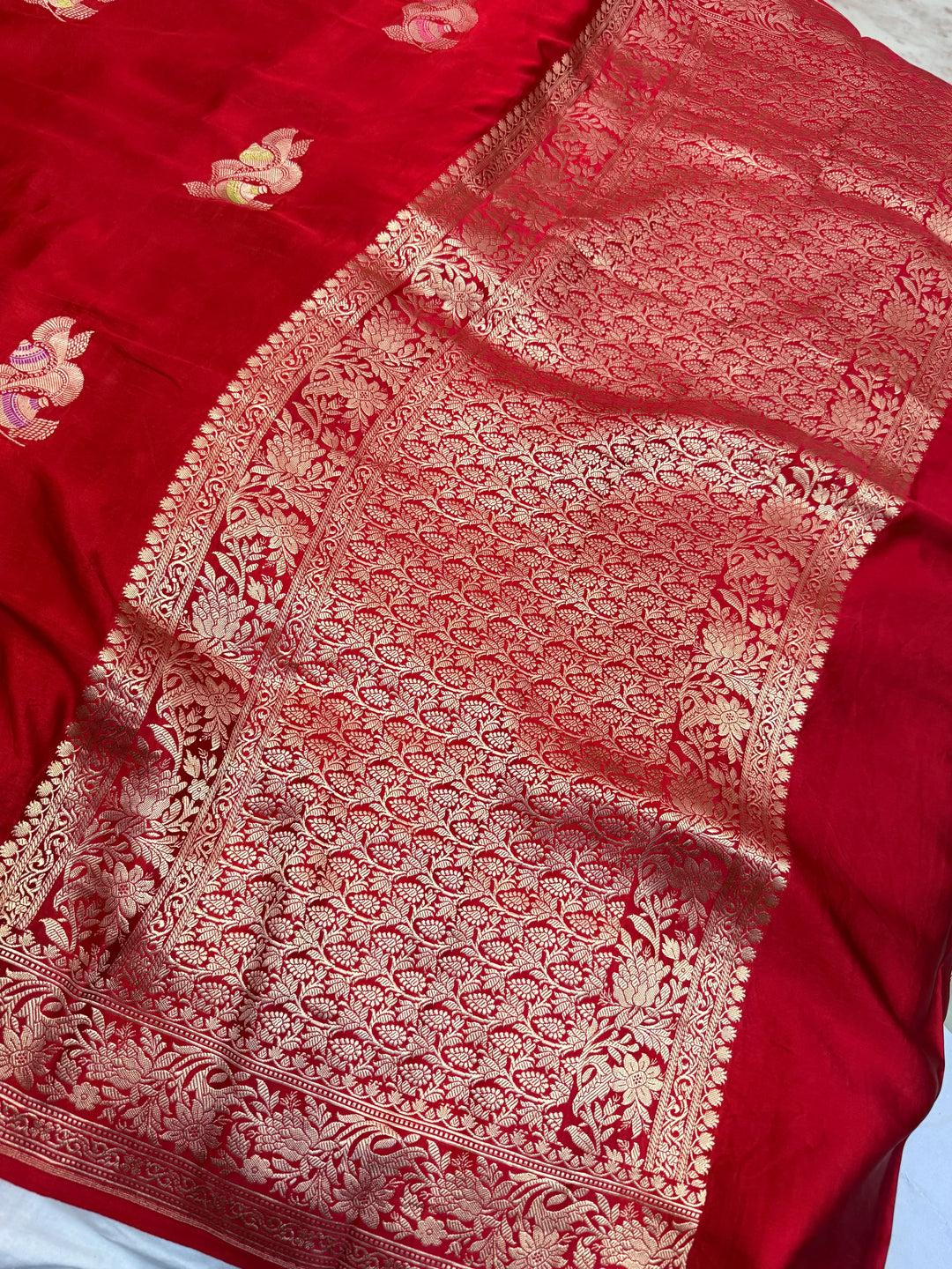 Red Pure Mashru Silk Handloom Banarasi Saree