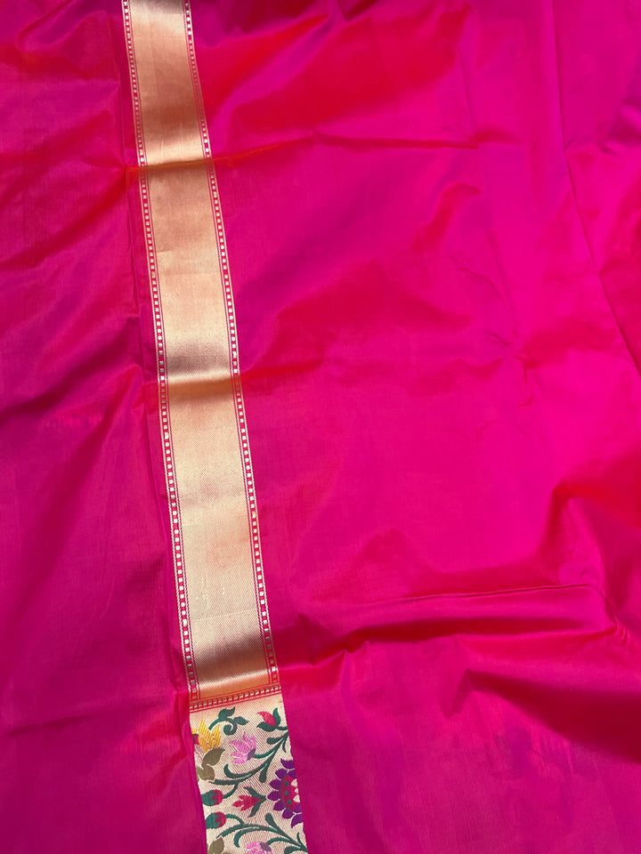 Orangish Pink Pure Banarasi Handloom Katan Silk Saree