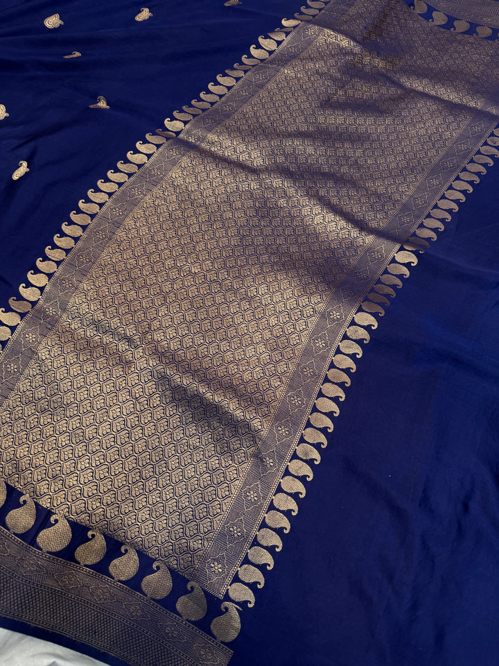 Navy Pure Mashru Silk Handloom Banarasi Saree