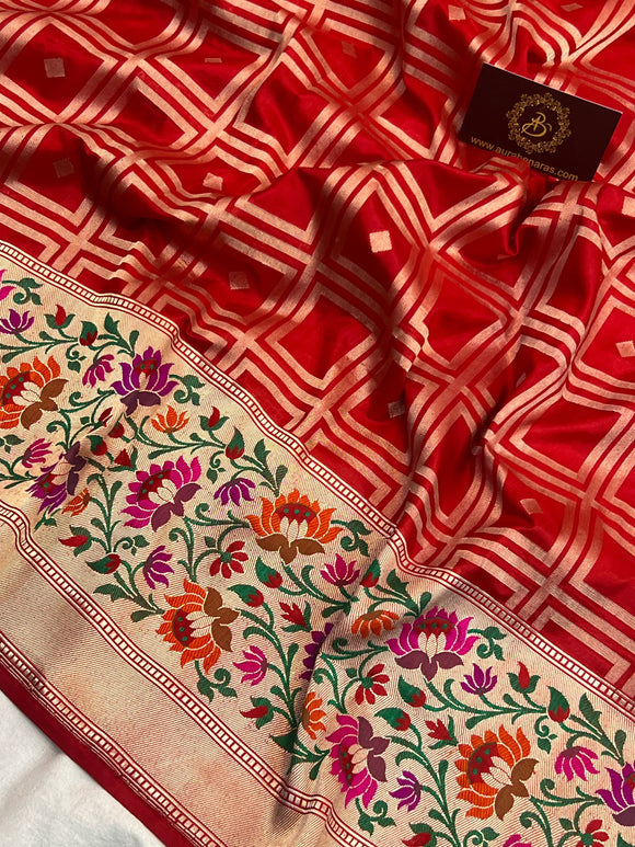 Red Pure Banarasi Handloom Katan Silk Saree