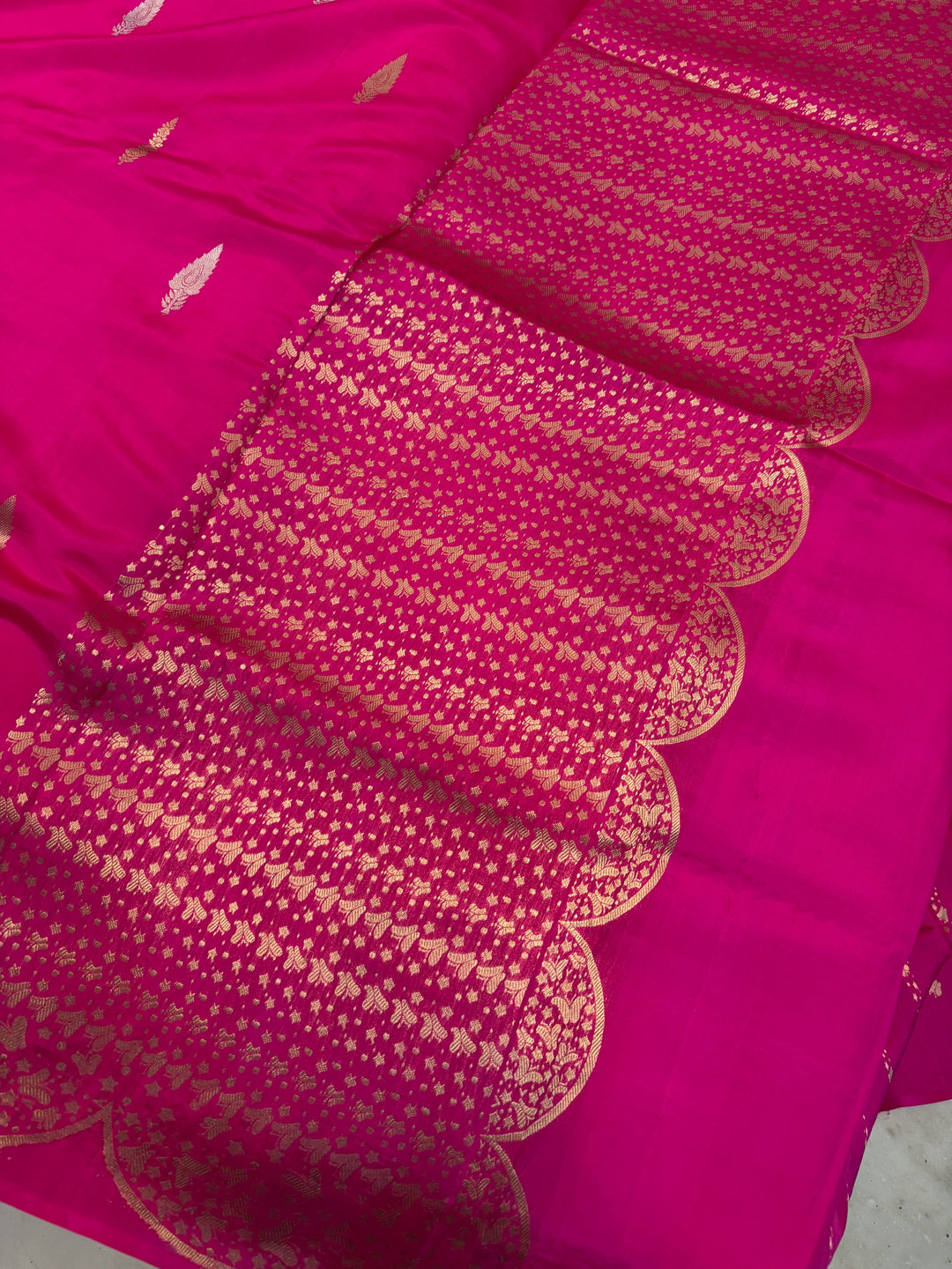 Rani Pink Pure Silk Handloom Banarasi Saree