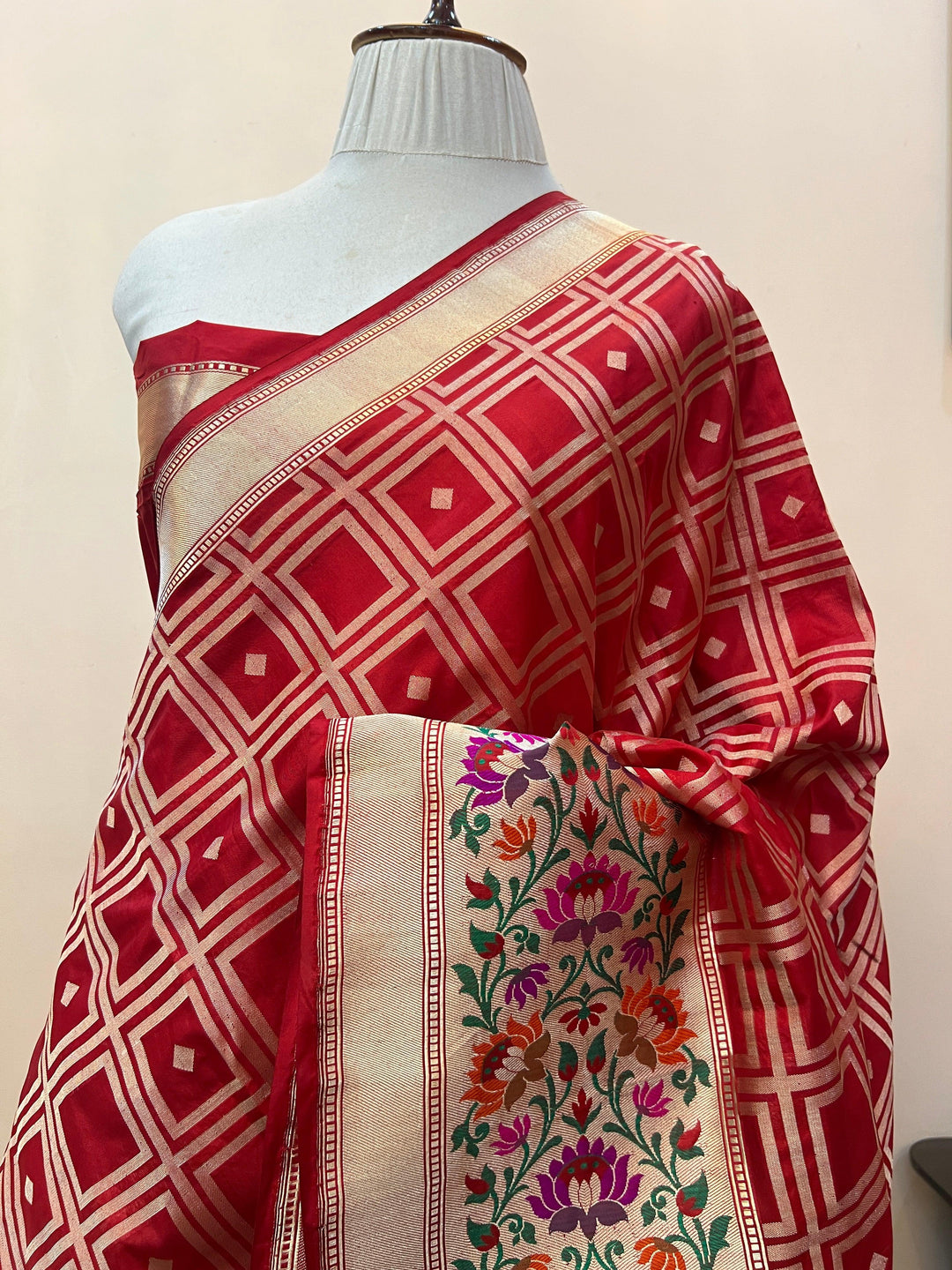 Red Pure Banarasi Handloom Katan Silk Saree