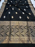 Black Sona Rupa Handloom Katan Silk Saree - Aura Benaras
