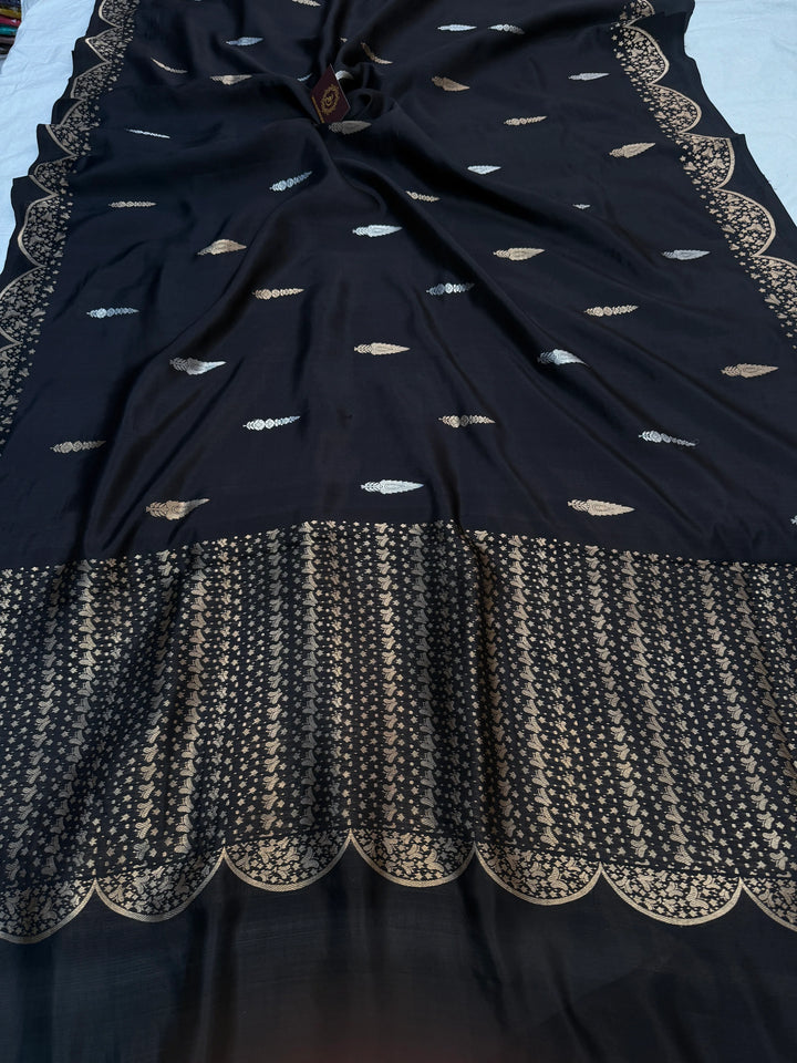 Black Pure Silk Handloom Banarasi Saree