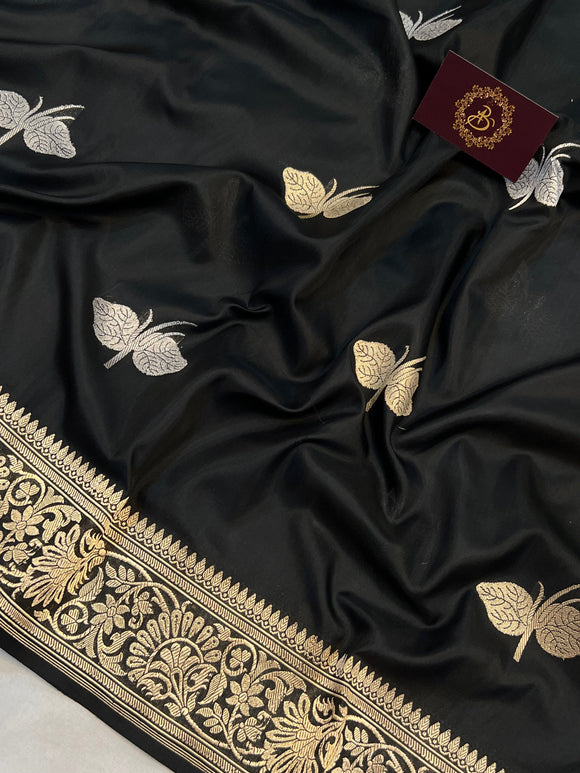 Black Sona Rupa Handloom Katan Silk Saree - Aura Benaras