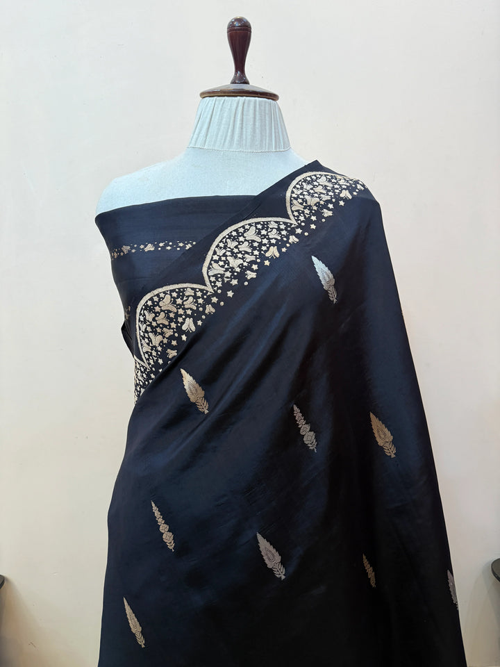 Black Pure Silk Handloom Banarasi Saree