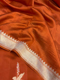 Orange Pure Banarasi Handloom Silk Saree - Aura Benaras