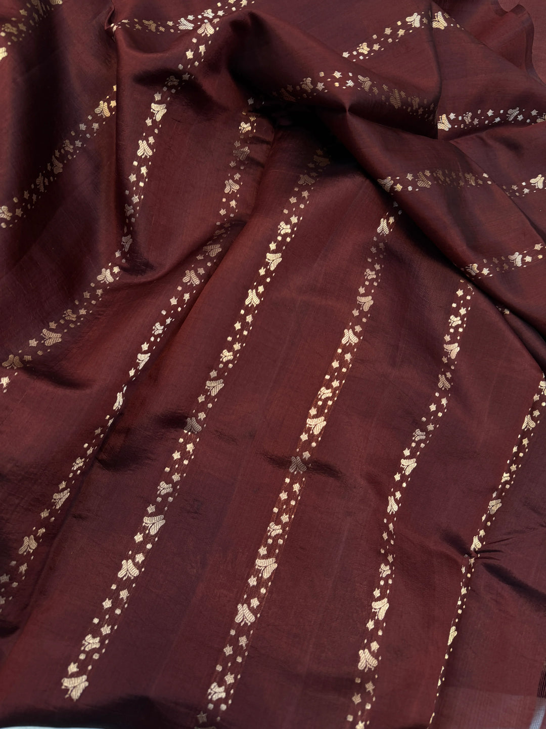 Brown Pure Silk Handloom Banarasi Saree