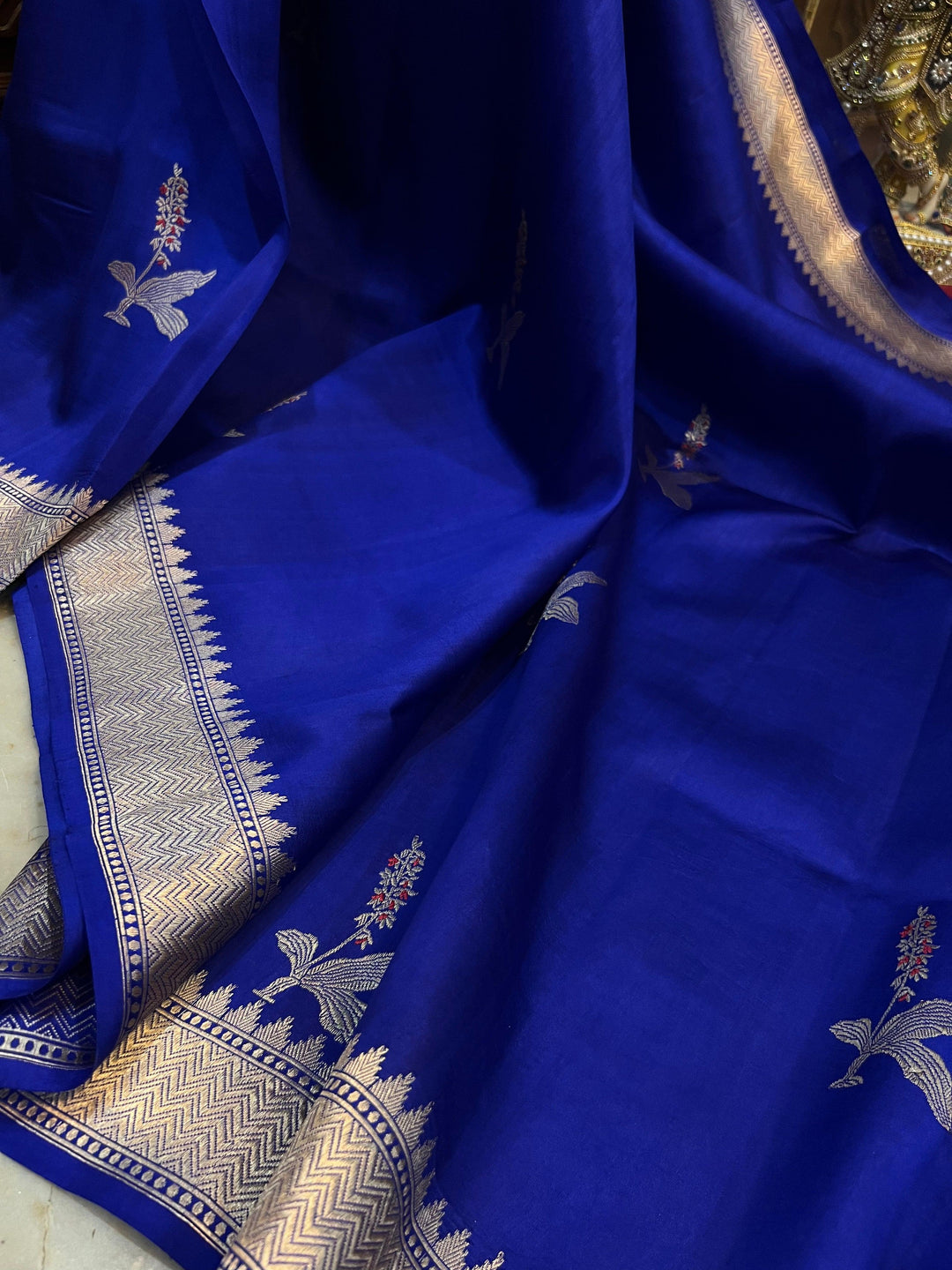 Royal Blue Pure Banarasi Handloom Silk Saree - Aura Benaras
