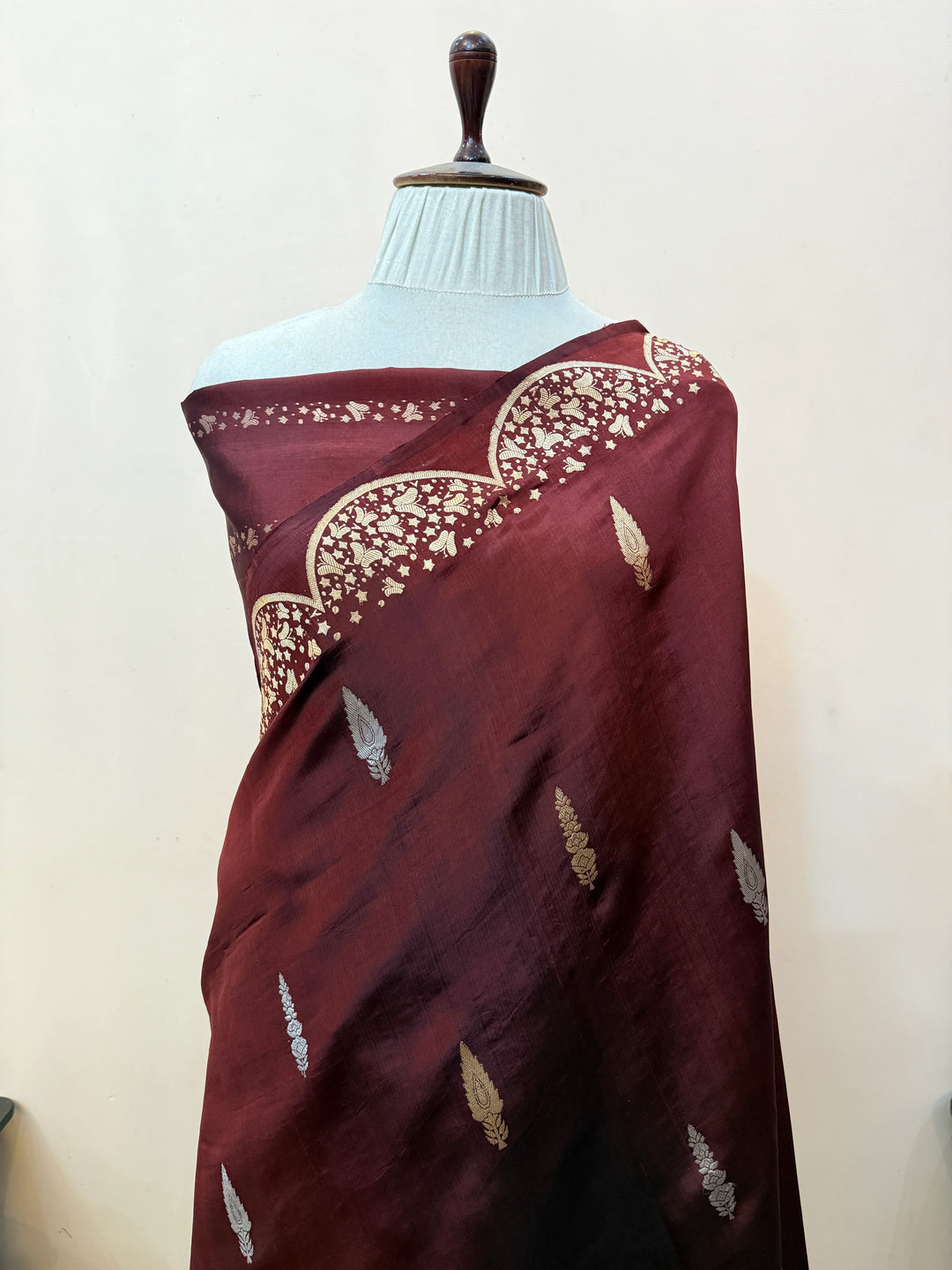 Brown Pure Silk Handloom Banarasi Saree