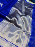 Royal Blue Pure Banarasi Handloom Silk Saree - Aura Benaras