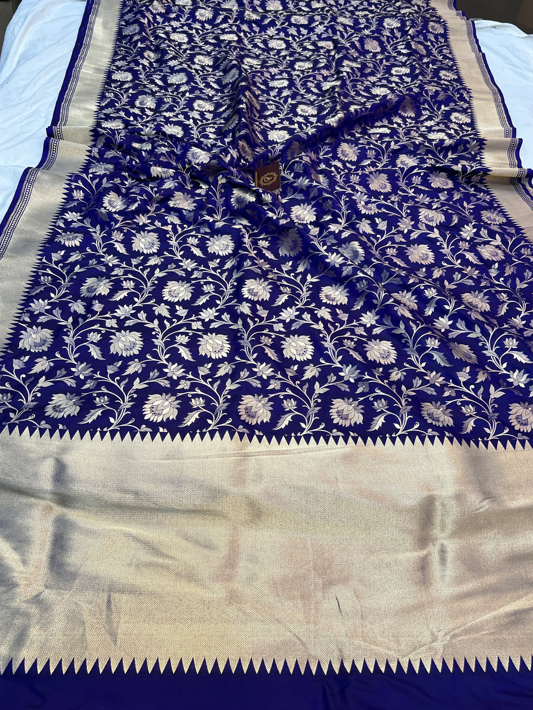 Royal Blue Pure Katan silk Handloom Banarasi Saree