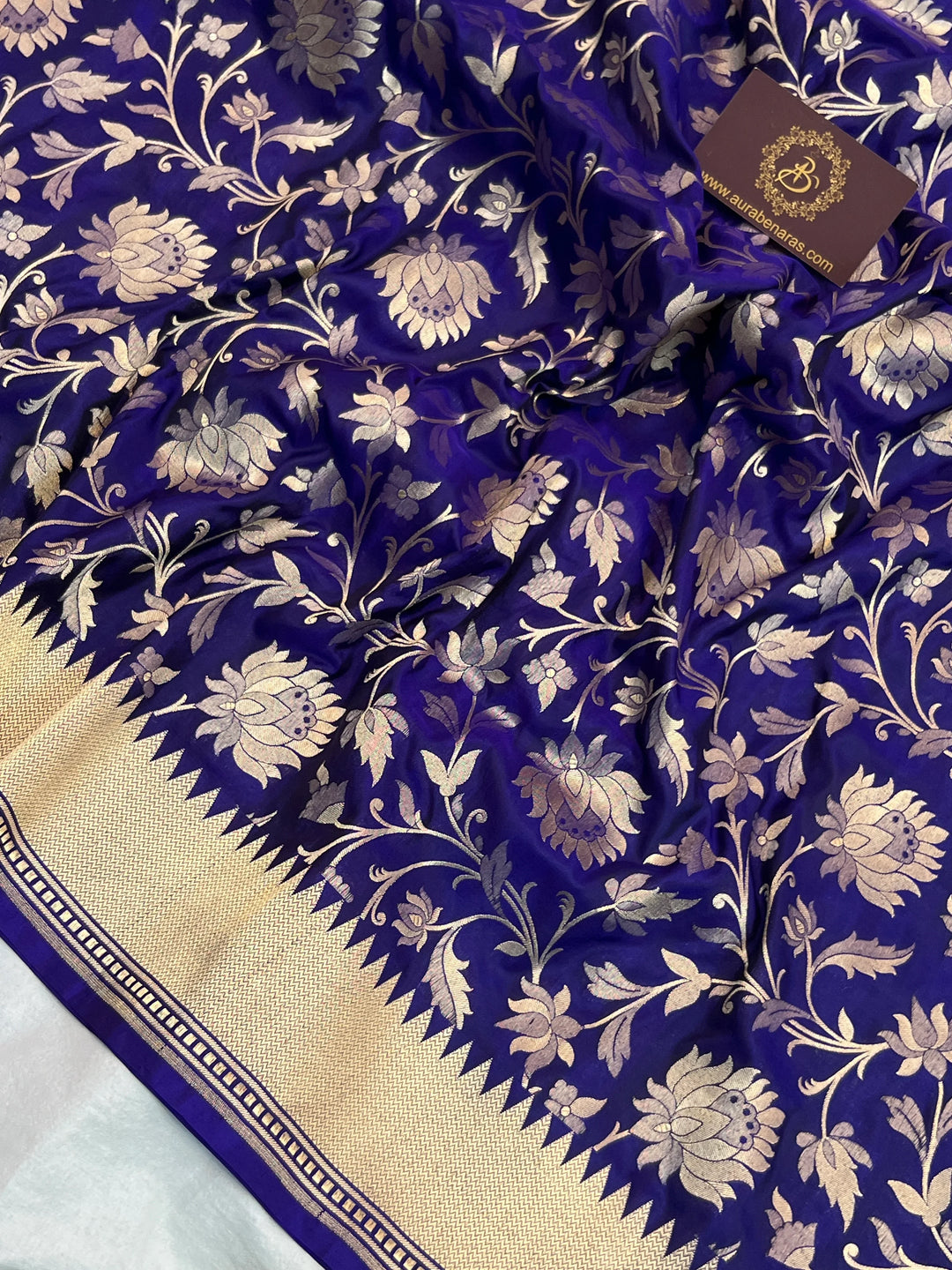 Royal Blue Pure Katan silk Handloom Banarasi Saree