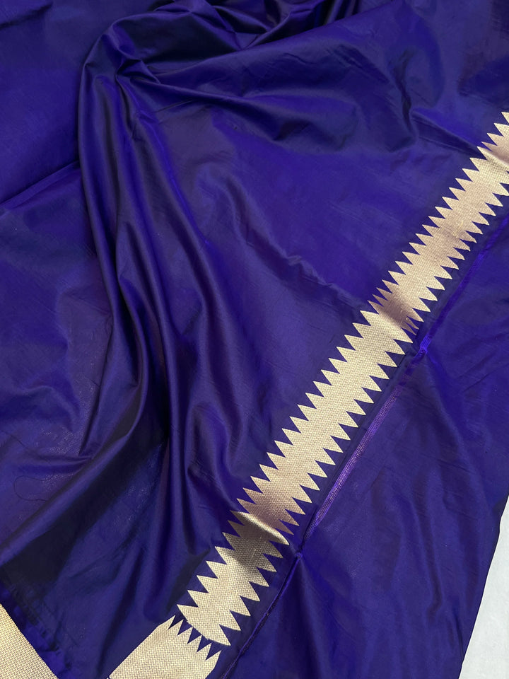 Royal Blue Pure Katan silk Handloom Banarasi Saree