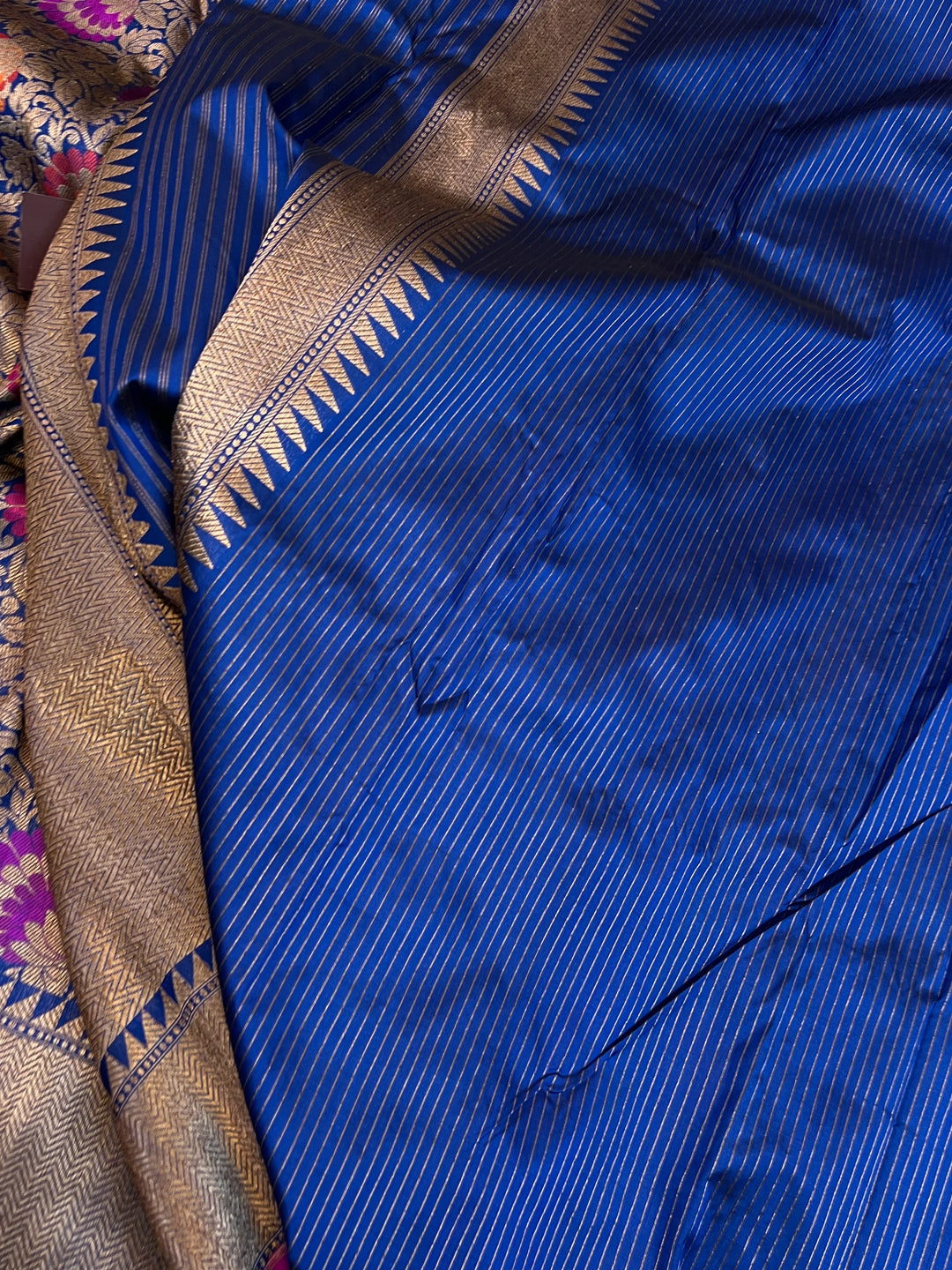 Royal Blue Katan Silk Banarasi Saree | Handloom Jaal 