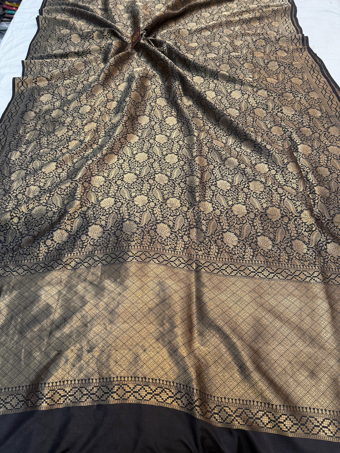 Black Pure Katan silk Handloom Banarasi Saree