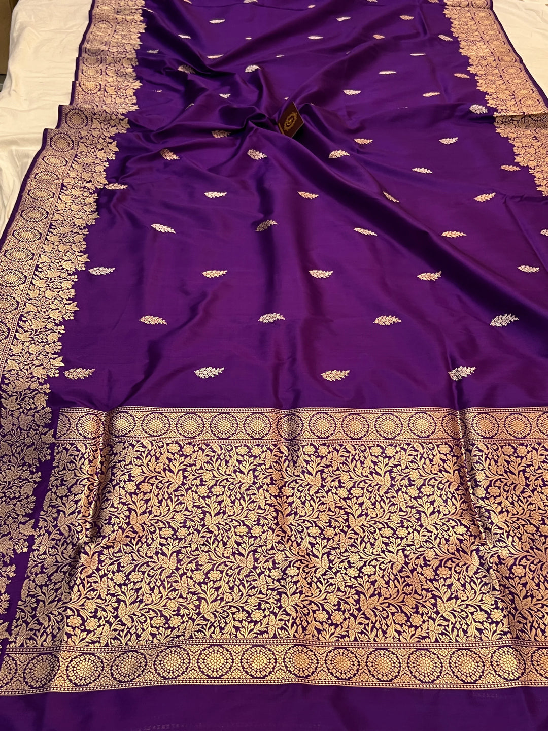 Purple Pure Katan Silk Handloom Banarasi Saree