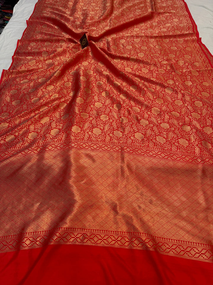 Red Pure Katan silk Handloom Banarasi Saree