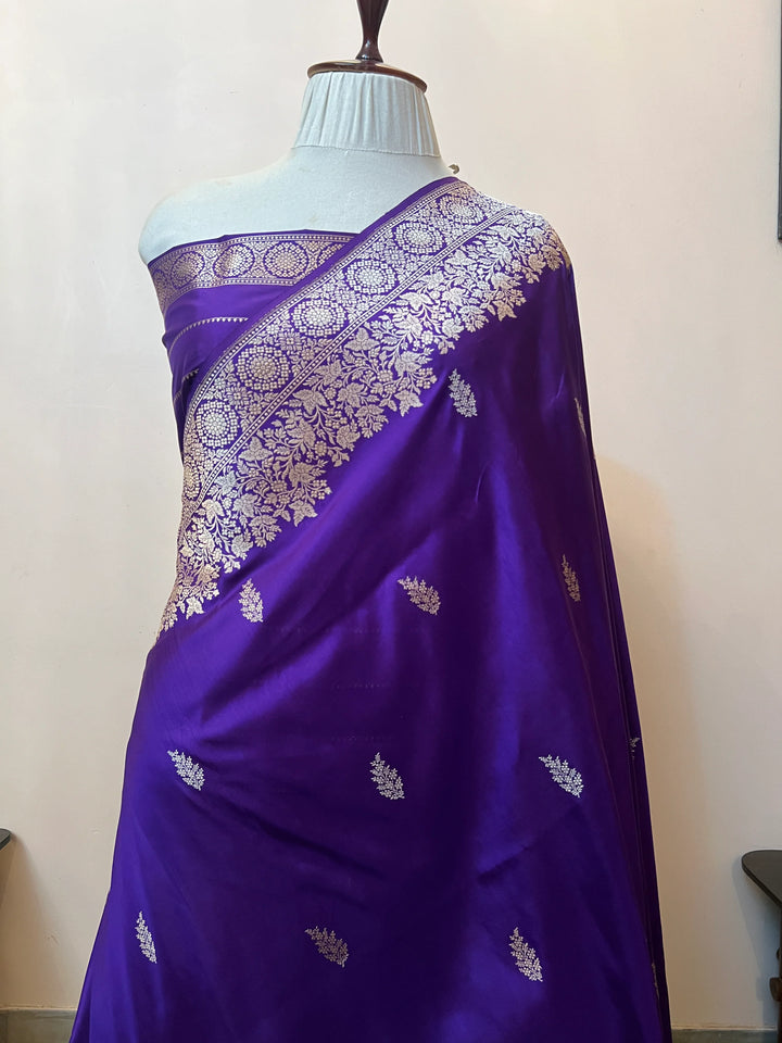 Purple Pure Katan Silk Handloom Banarasi Saree