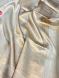 Cream Pure Banarasi Handloom Silk Saree