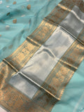 Blue Pure Banarasi Handloom Kora Silk Saree